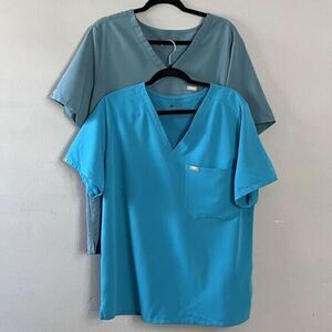 FIGS Technical Collection Lot of 2 Scrubs Shirts Size XXL V-Neck‎ Nurse Medical